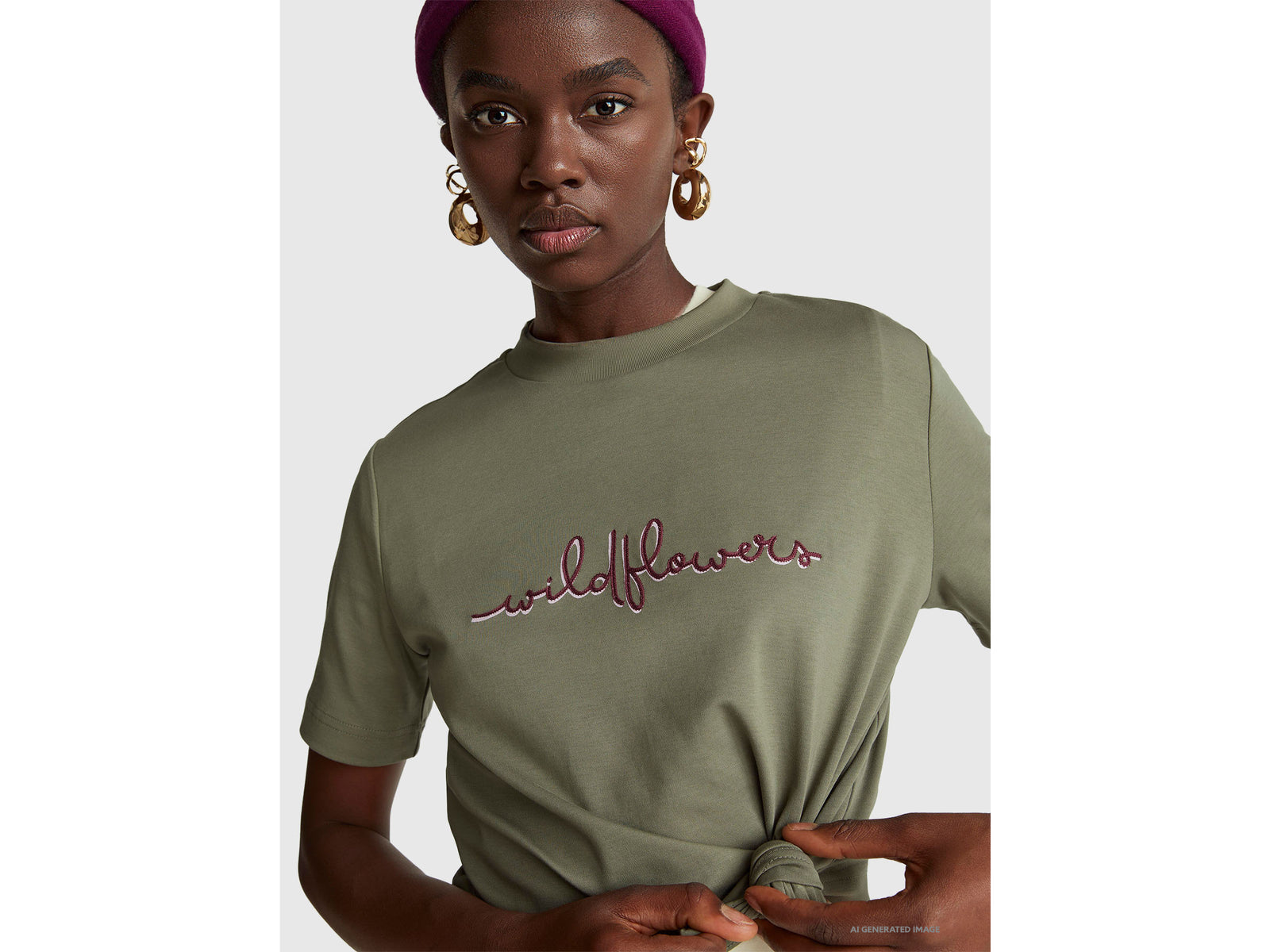 T-shirt with print and embroidery