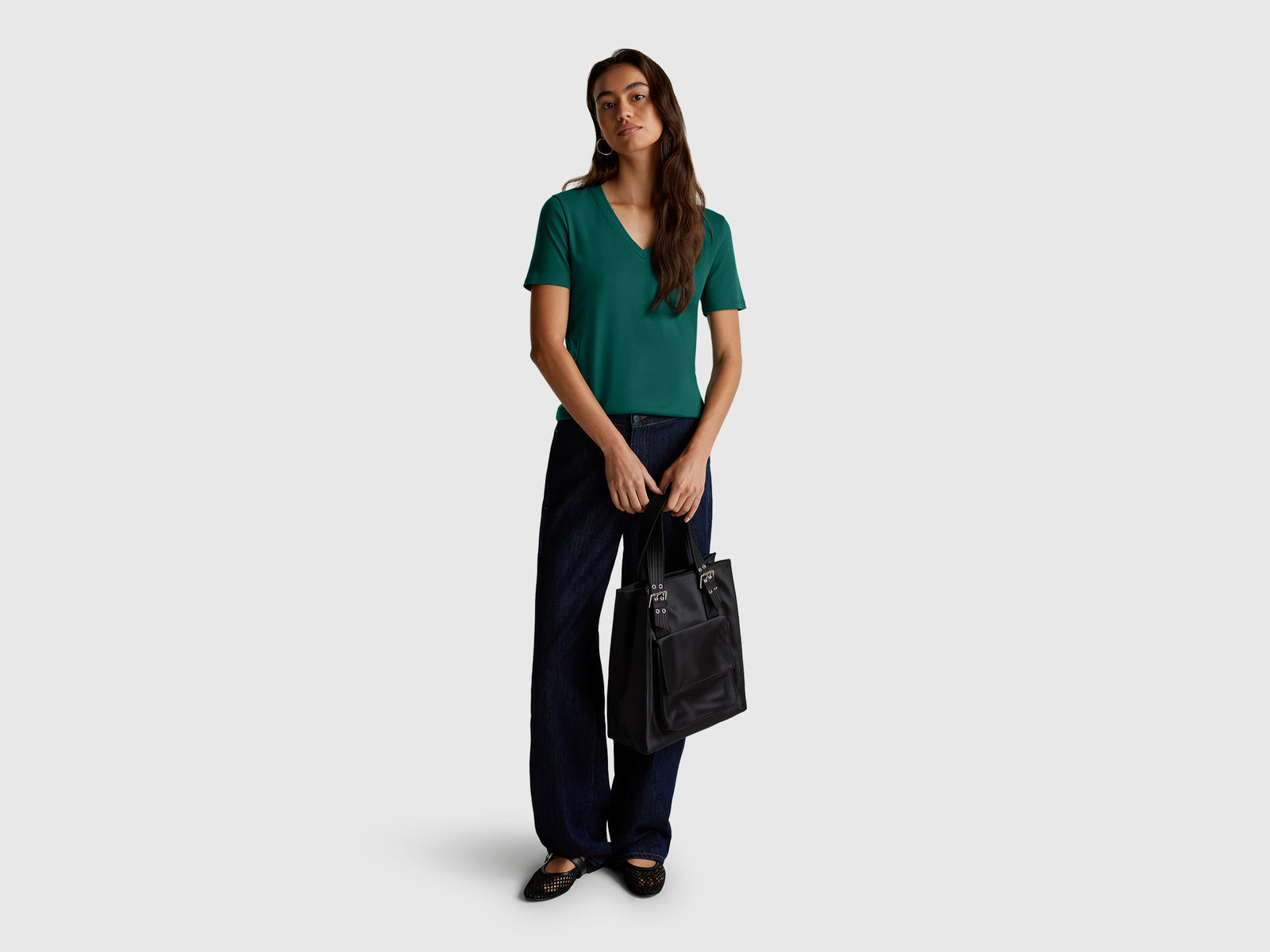 Pure cotton t-shirt with V-neck