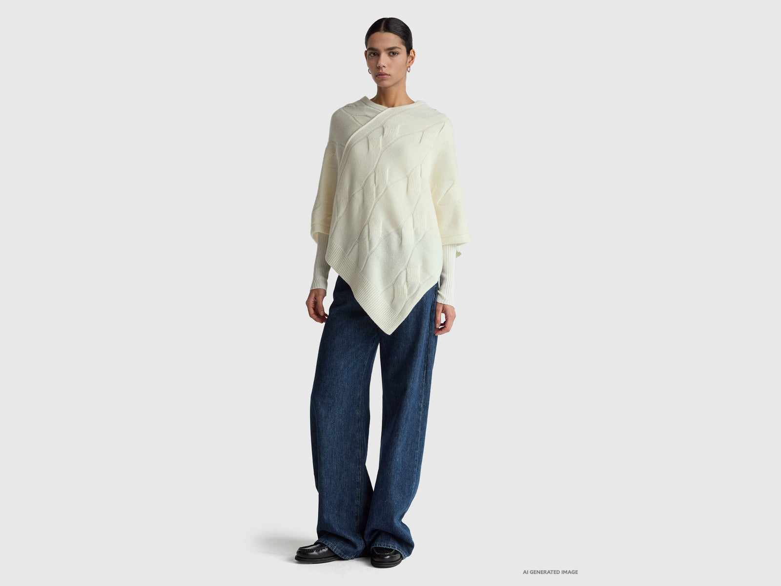 Diamond cape in pure cashmere