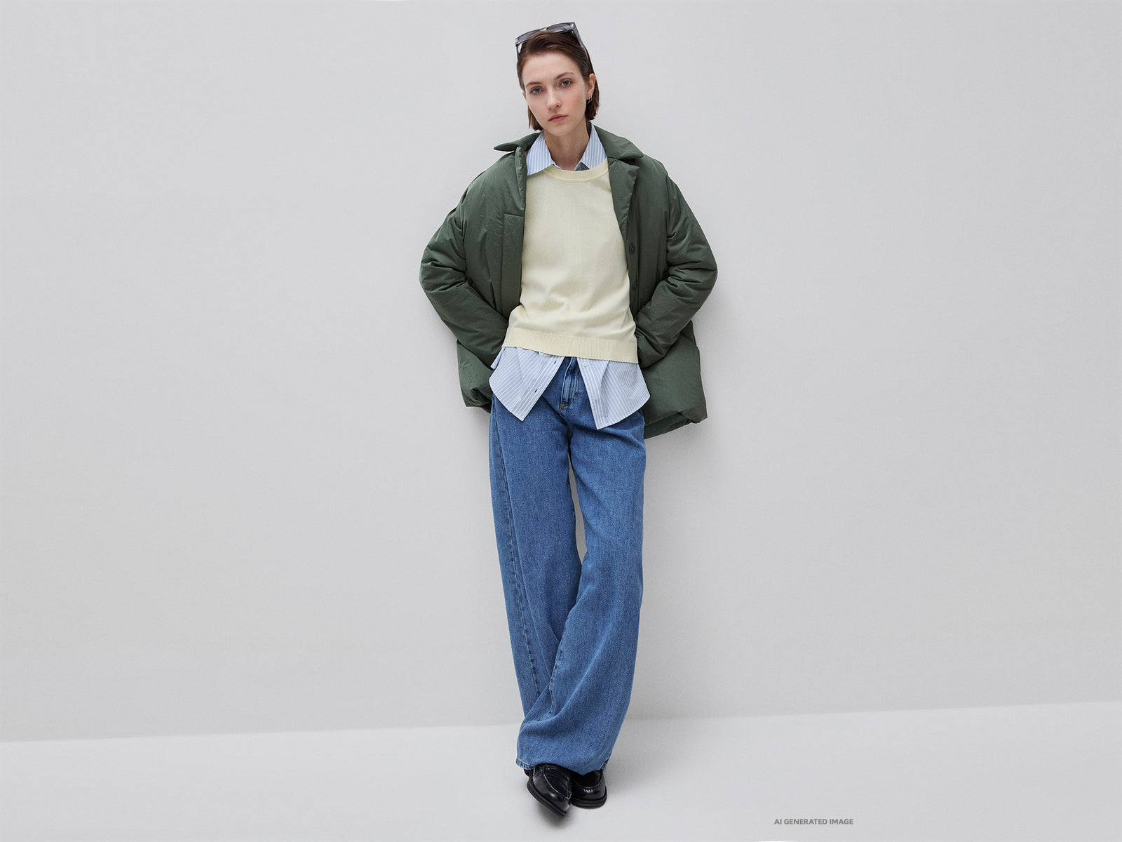 Light yellow sweater in cotton tricot