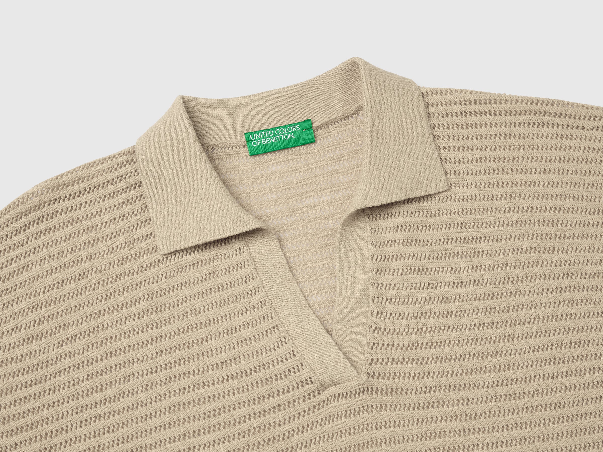Perforated polo shirt in linen blend - ucb_image_DS1