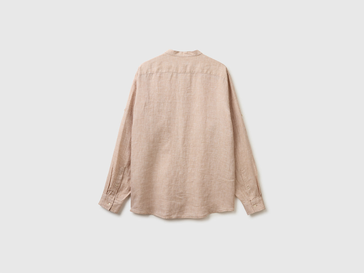 Camisa em linho puro gola coreana - ucb_image_BS