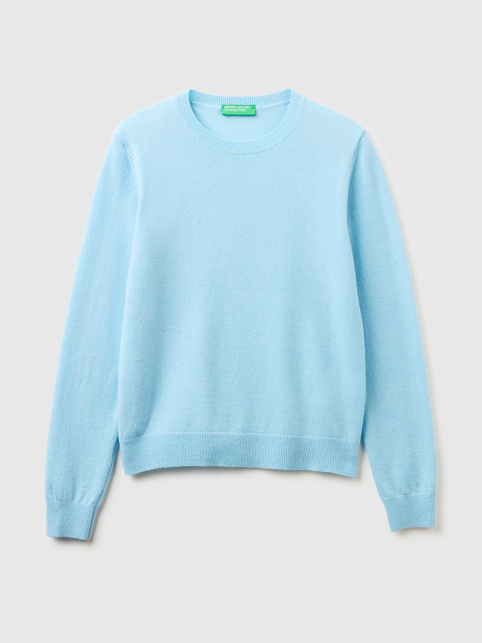 Camisola de gola redonda azul-celeste em pura lã Merino - ucb_image_FS