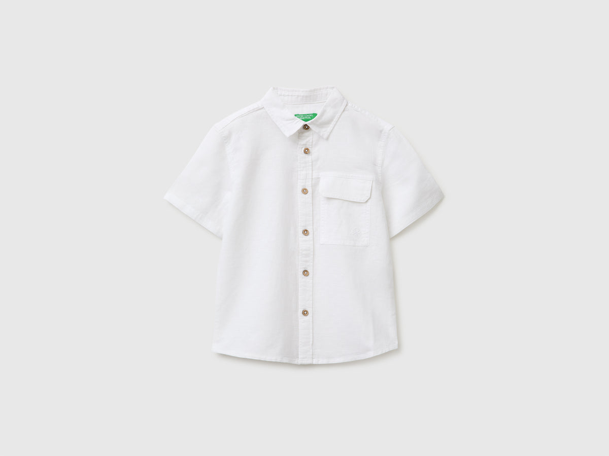 Short-sleeved linen blend shirt - ucb_image_FS