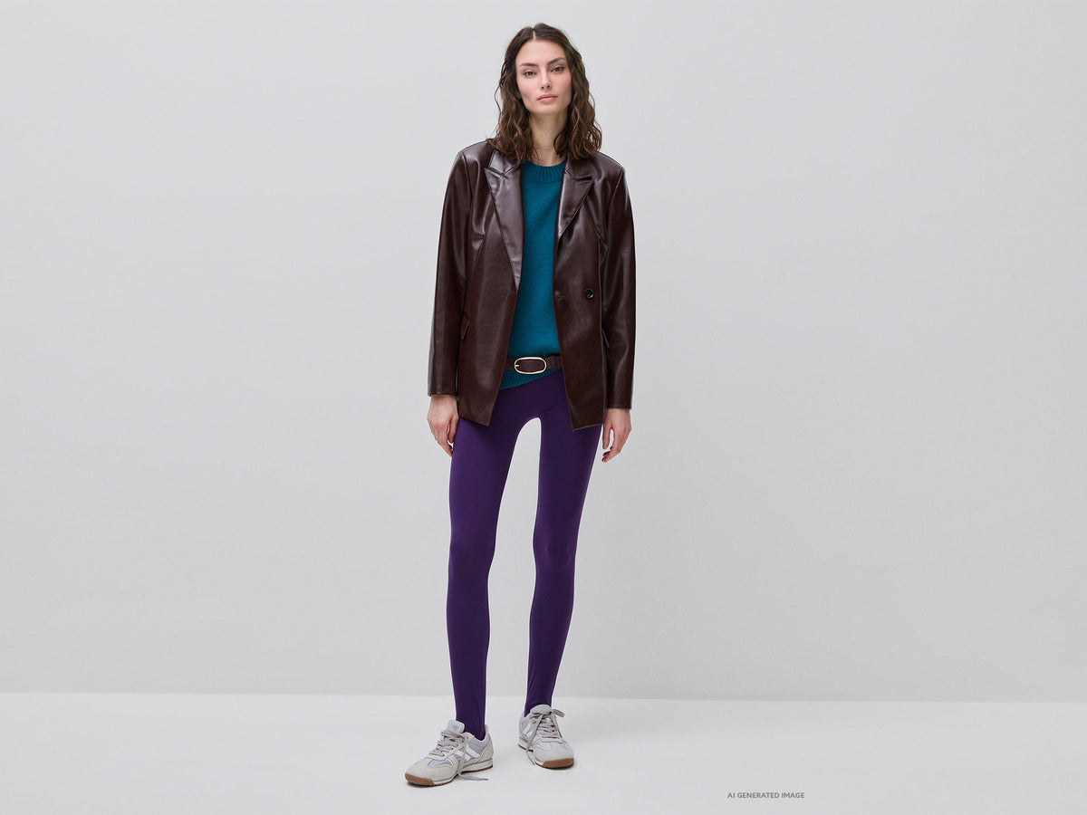 Blazer ajustado em tecido com efeito de pele - ucb_image_FY