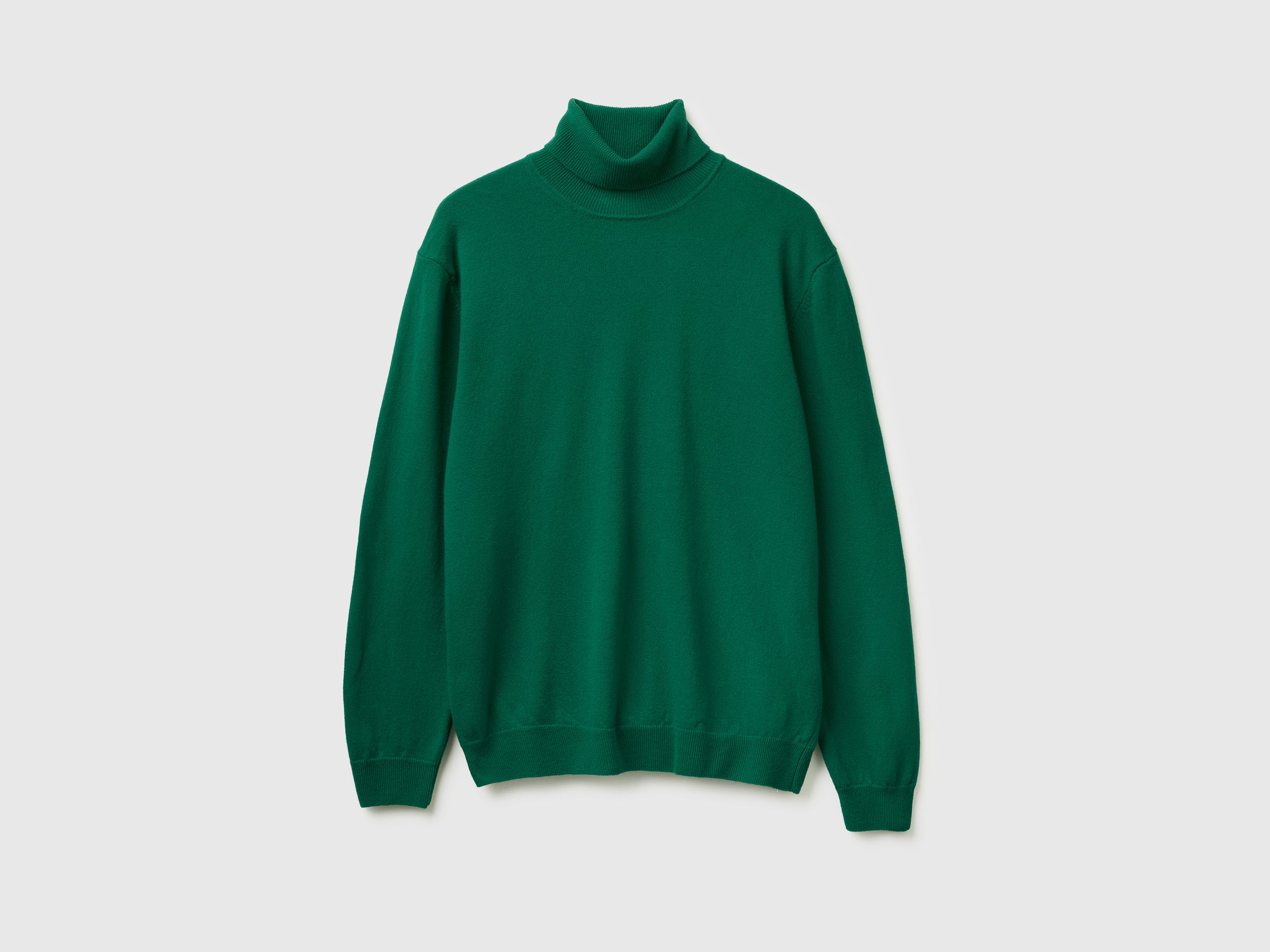 Camisola de gola alta verde floresta em pura lã Merino - ucb_image_FS
