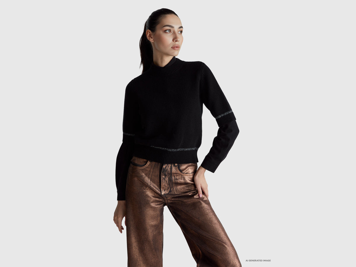 Camisola de gola alta com detalhe lantejoulas - ucb_image_F