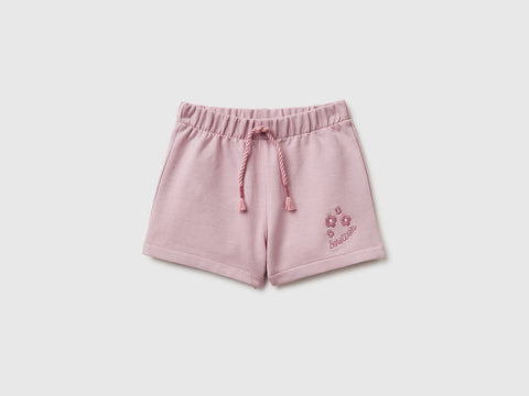 Fleece shorts with floral embroidery - ucb_image_FS
