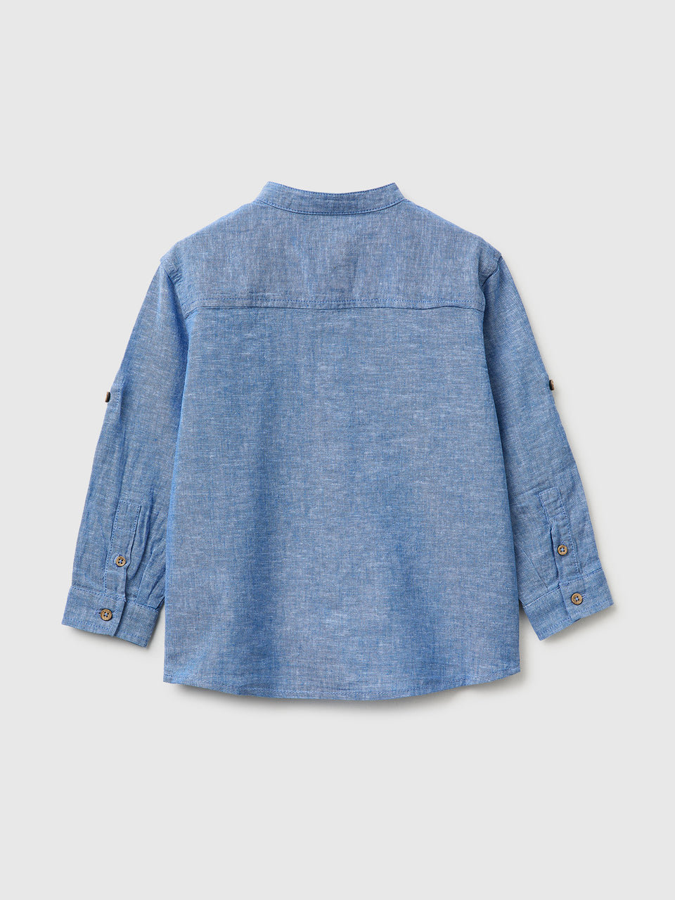 Camisa de gola coreana em mistura de linho - ucb_image_BS