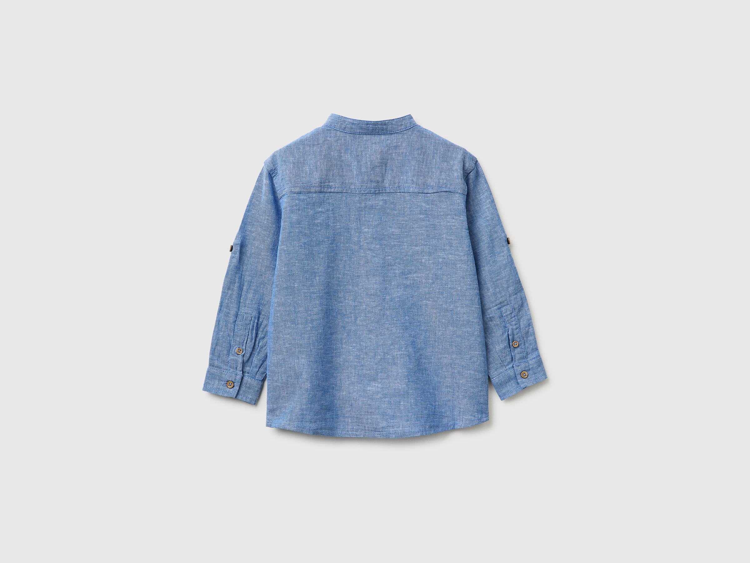 Camisa de gola coreana em mistura de linho - ucb_image_BS