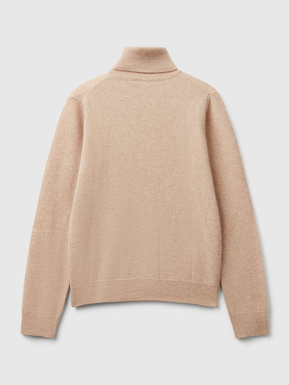 Camisola de gola alta bege em pura lã Merino - ucb_image_BS