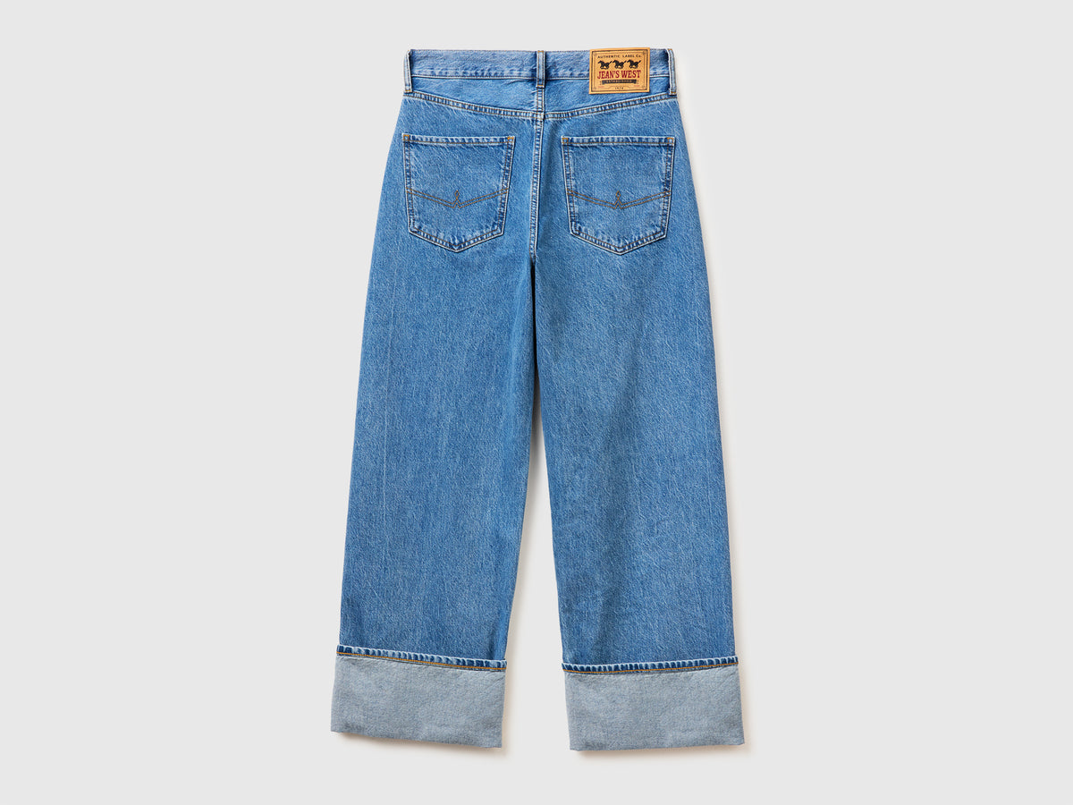 Jeans cropped com dobra lavagem clara - ucb_image_BS