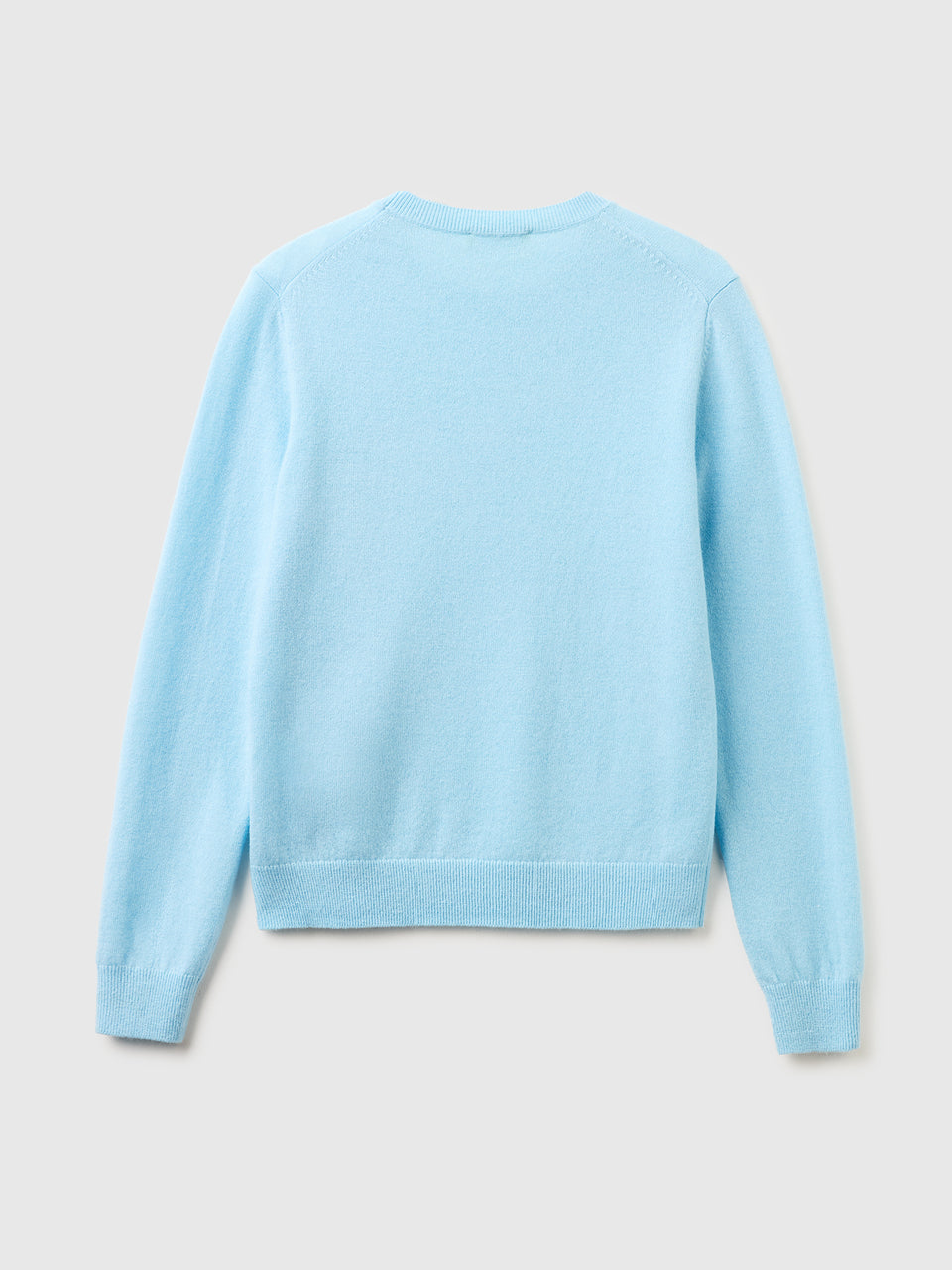 Camisola de gola redonda azul-celeste em pura lã Merino - ucb_image_BS