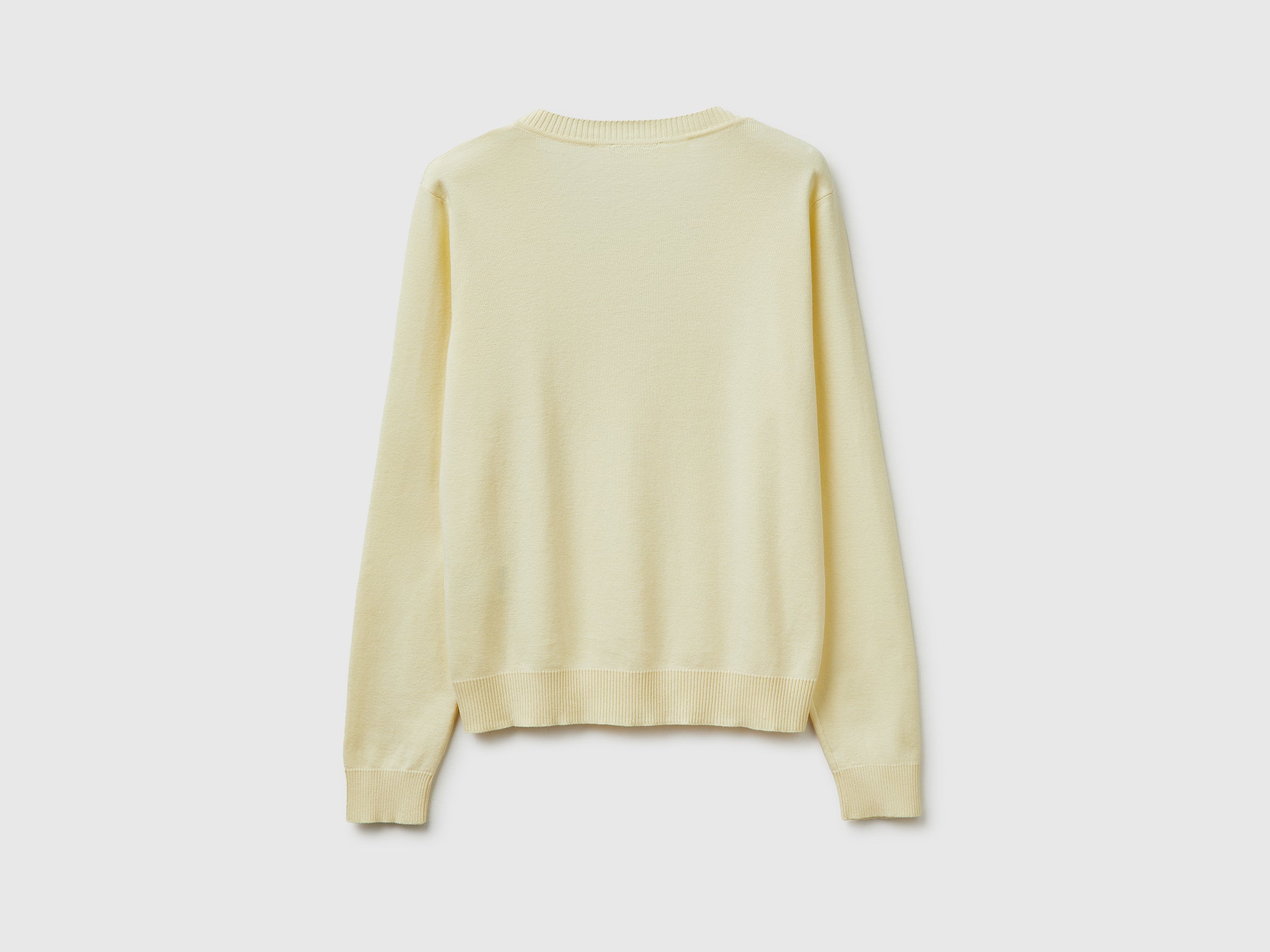 Light yellow V-neck sweater in cotton tricot - ucb_image_BS