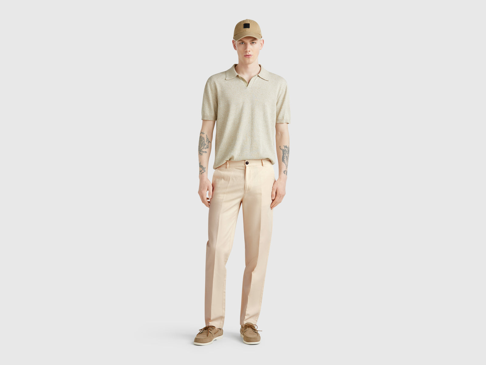 Slim fit chinos in linen blend