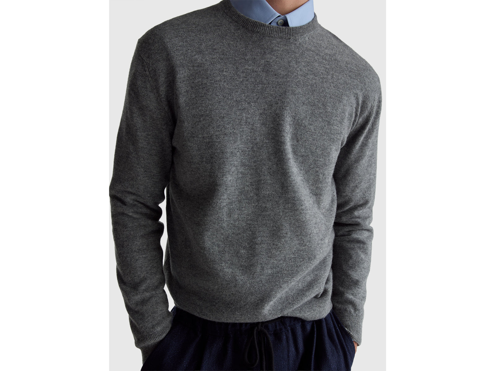 Gray sweater in pure Merino wool