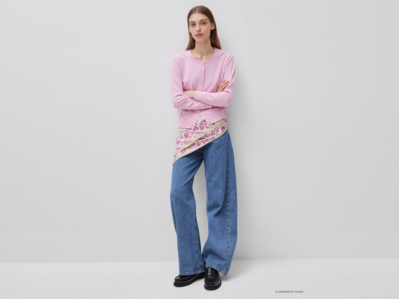 Pink cardigan in tricot cotton