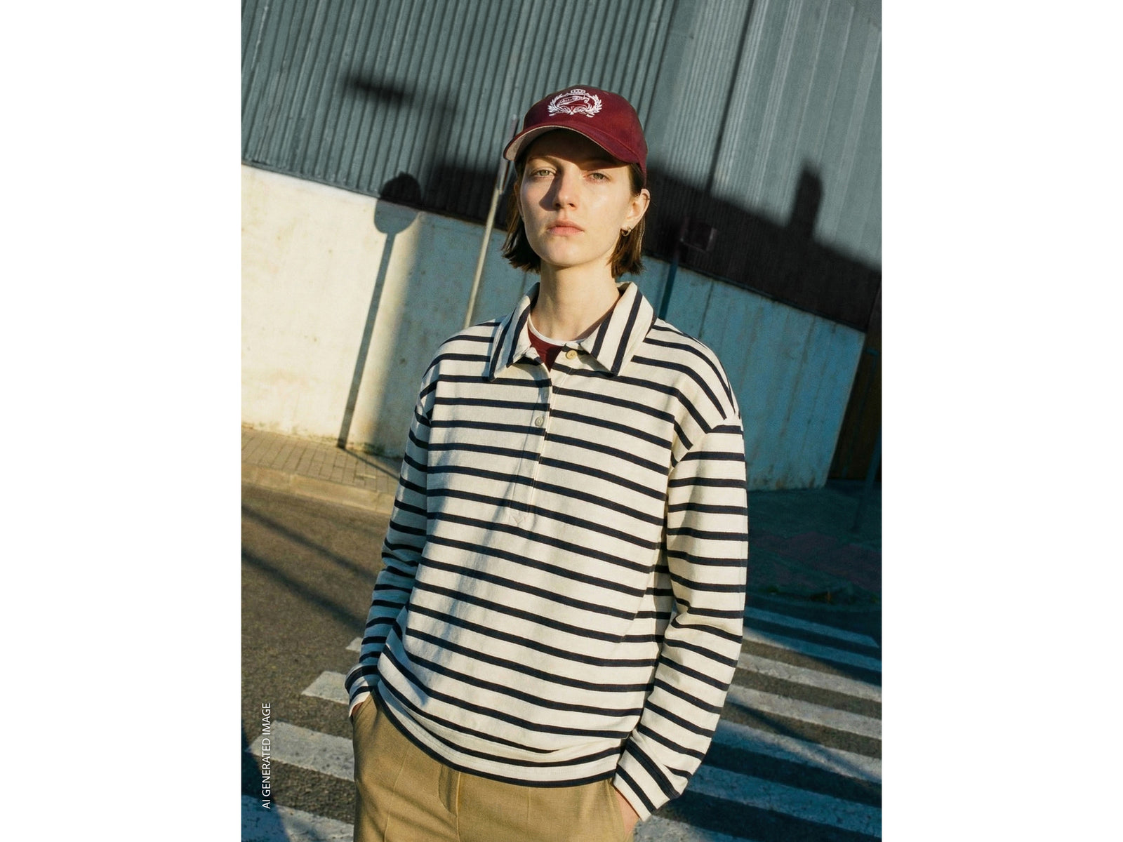 Striped sweatshirt polo shirt