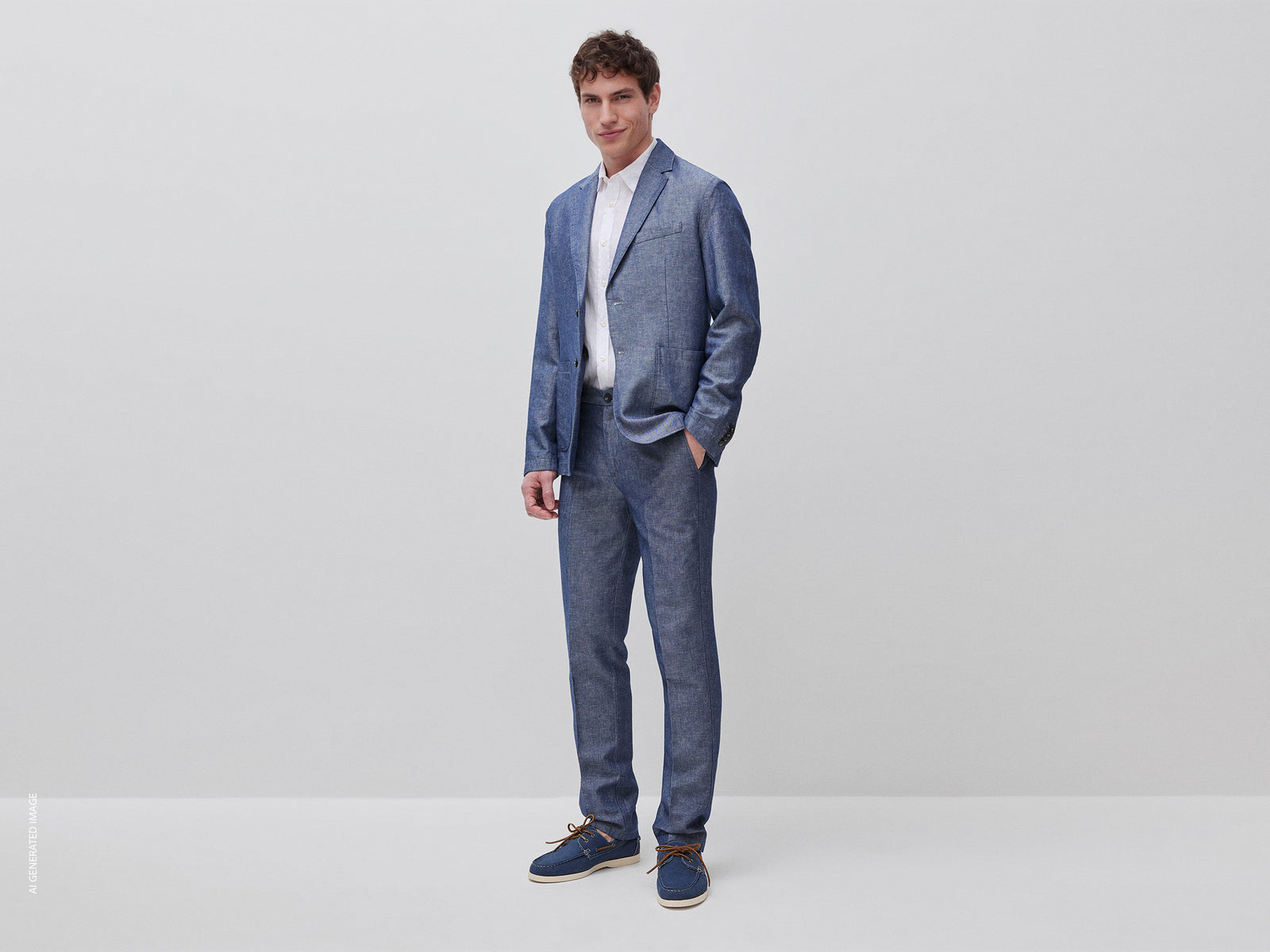 Regular fit chinos in linen blend
