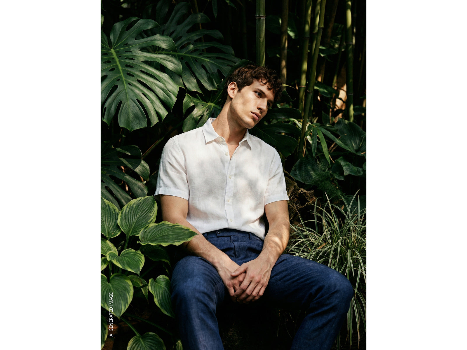 Short sleeve shirt in pure linen