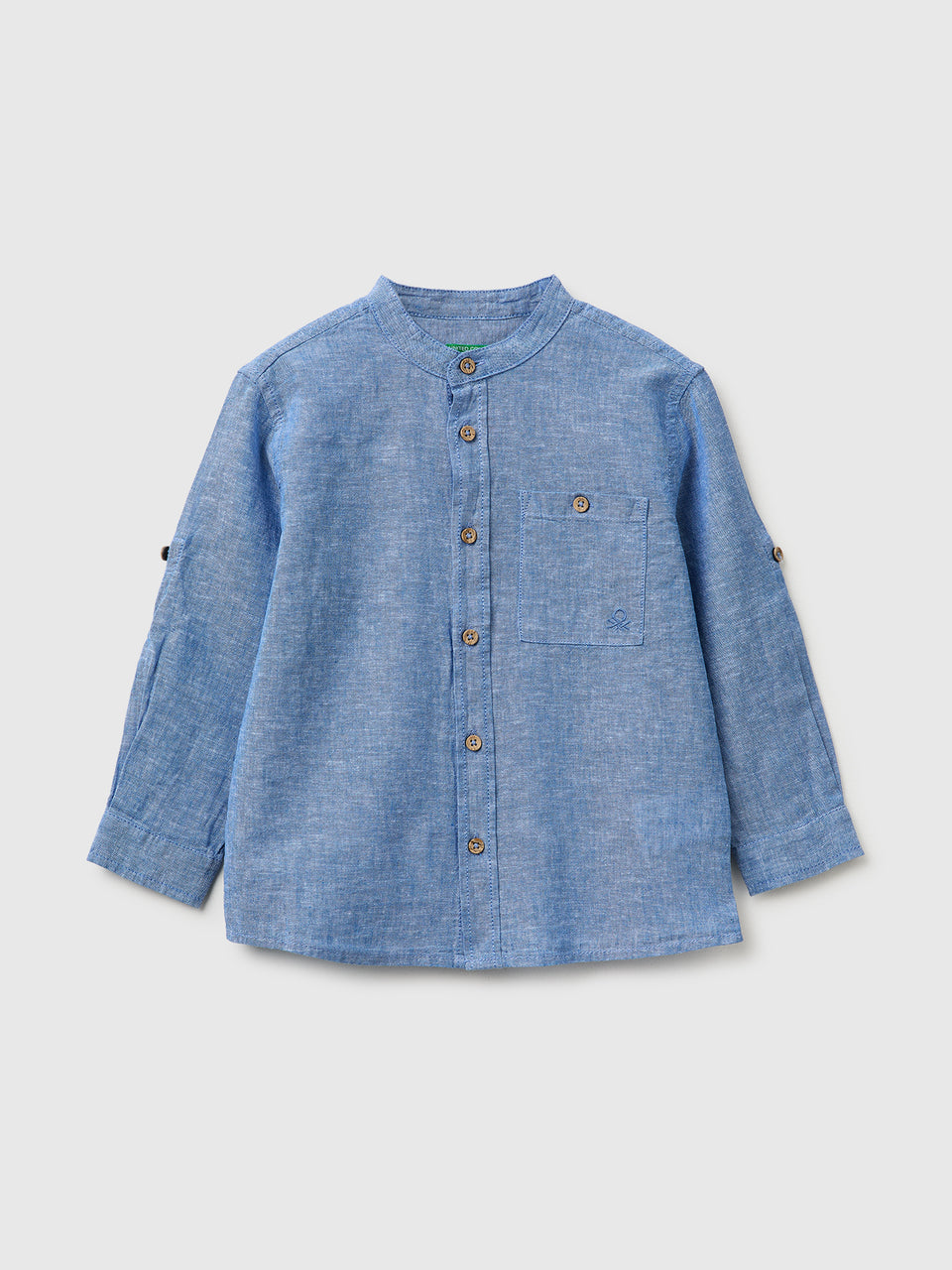Camisa de gola coreana em mistura de linho - ucb_image_FS