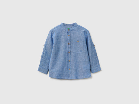 Camisa de gola coreana em mistura de linho - ucb_image_FS