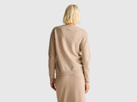 Beige crew neck cardigan in pure Merino wool - ucb_image_B