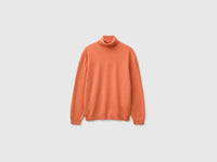 Camisola de gola alta alaranjada em pura lã Merino - ucb_image_FS