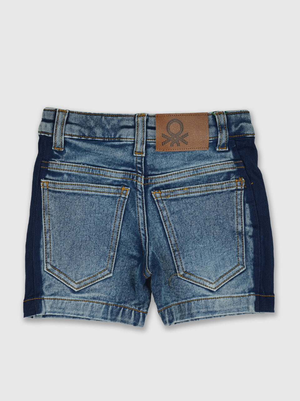 Denim Short With Color Block And Badge image number 2