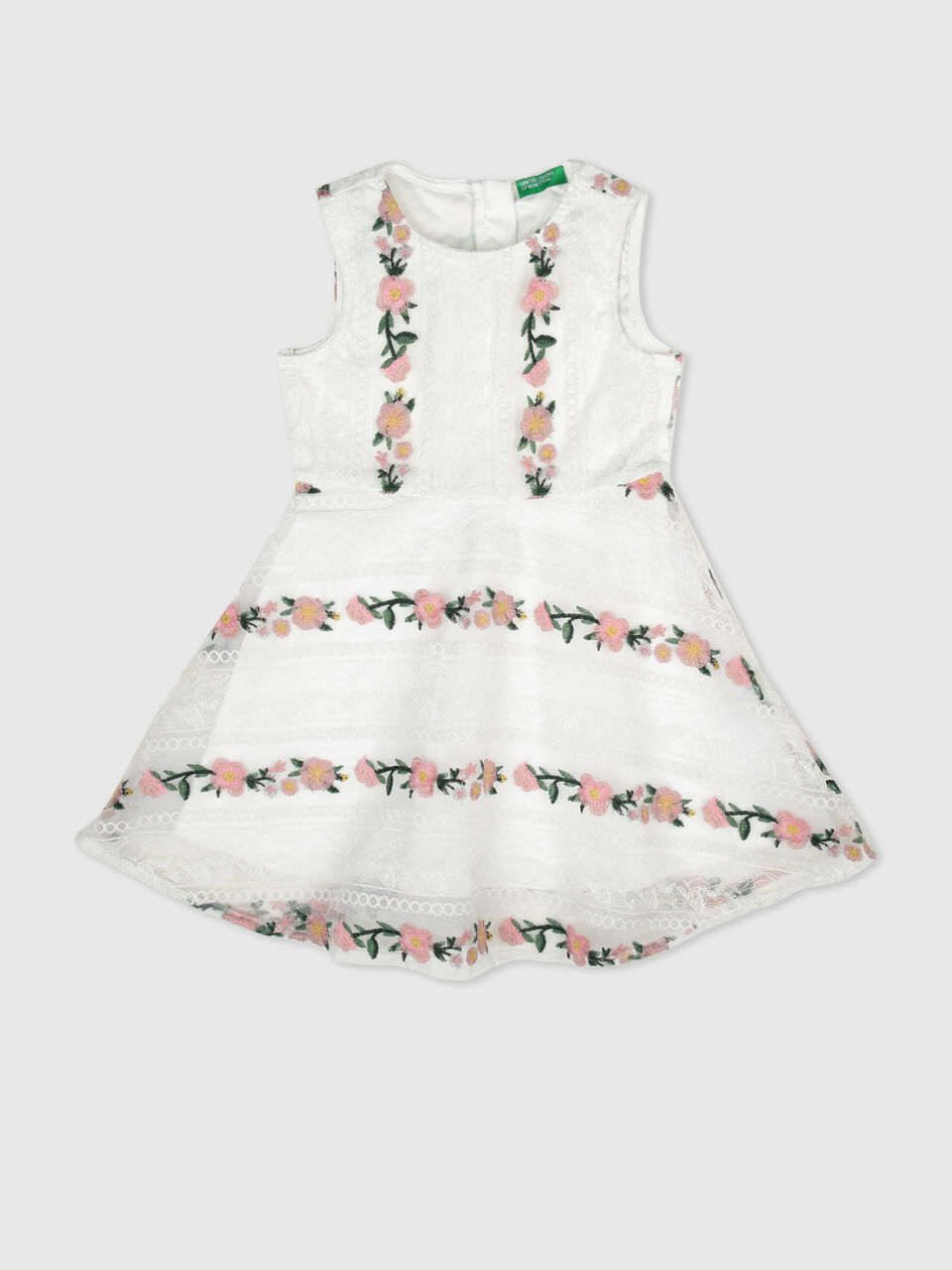 Striper Flower Lace DreShort Sleeve image number 1