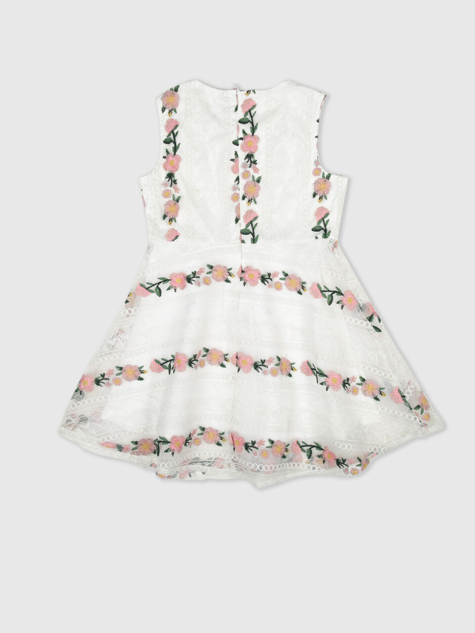 Striper Flower Lace DreShort Sleeve image number 2