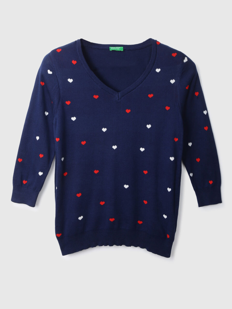 BASIC V NECK 3/4TH SLEEVE AOP TRICOT image number 1