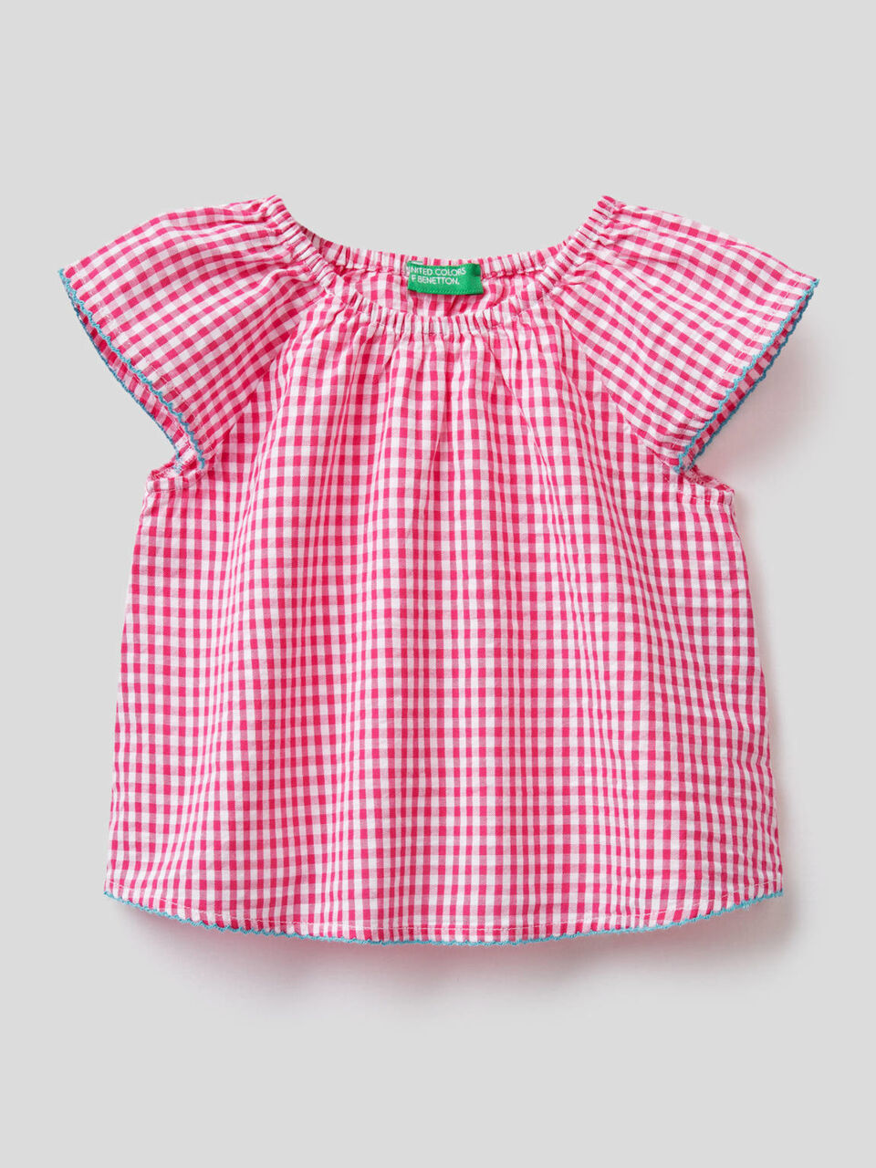 Vichy pattern blouse in 100% cotton image number 1