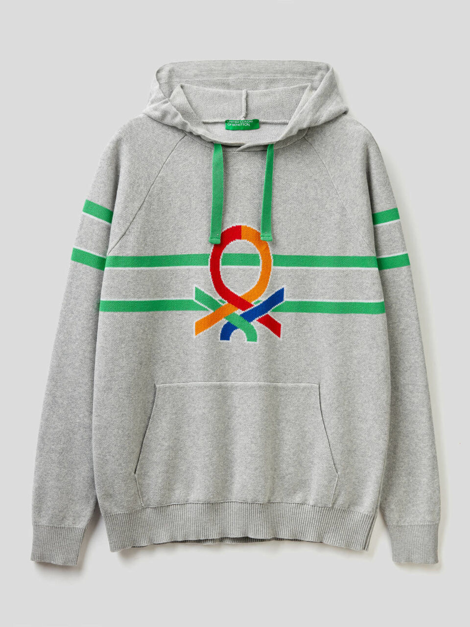 Sweater with hood and multicolor logo image number 1