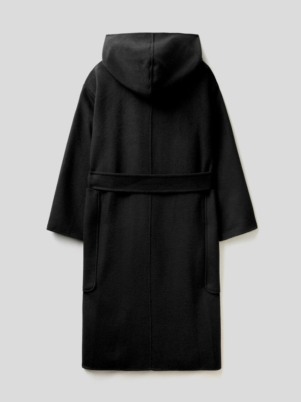 Coat with hood in wool blend image number 2
