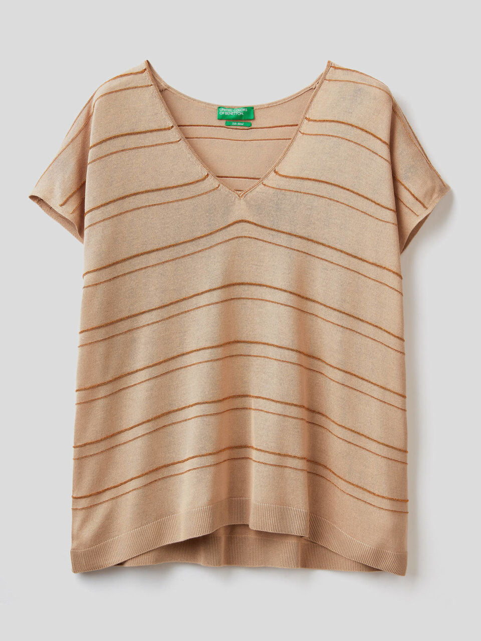 Short sleeve sweater in silk blend image number 1