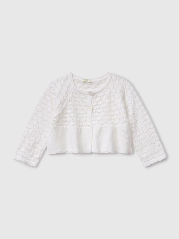 Textured cardigan in linen blend New Born (0-18 months)