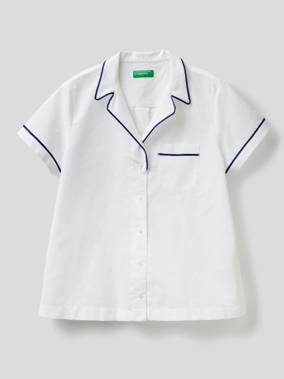 Linen blend shirt with clashing sides image number 1