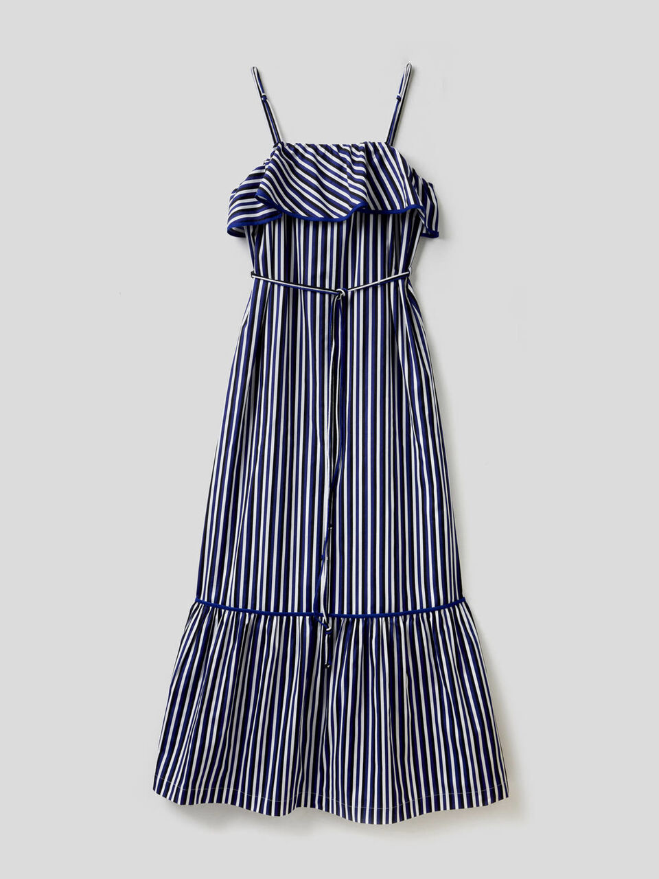 Maxi striped dress with frills image number 1