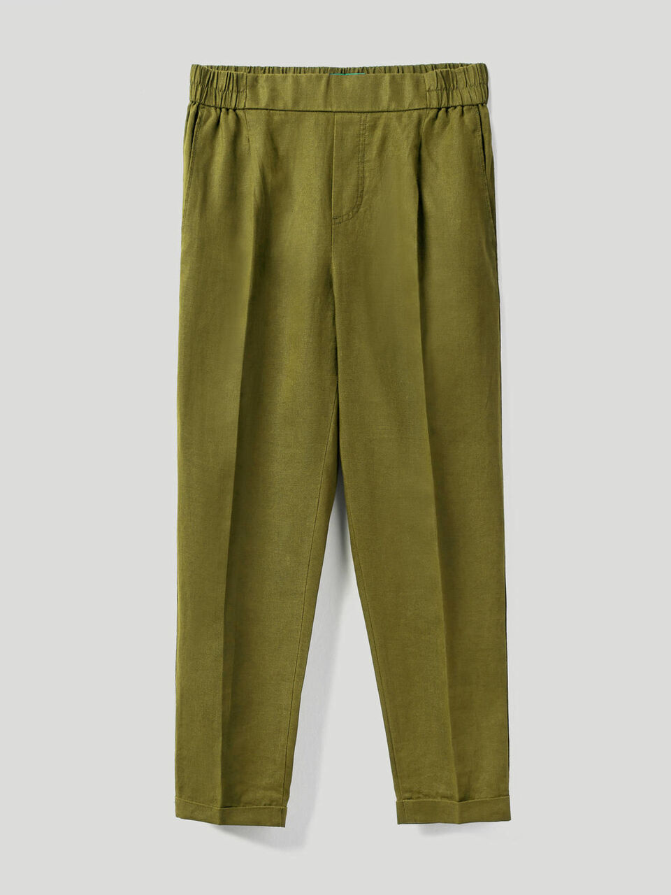 Cropped trousers in 100% linen image number 1
