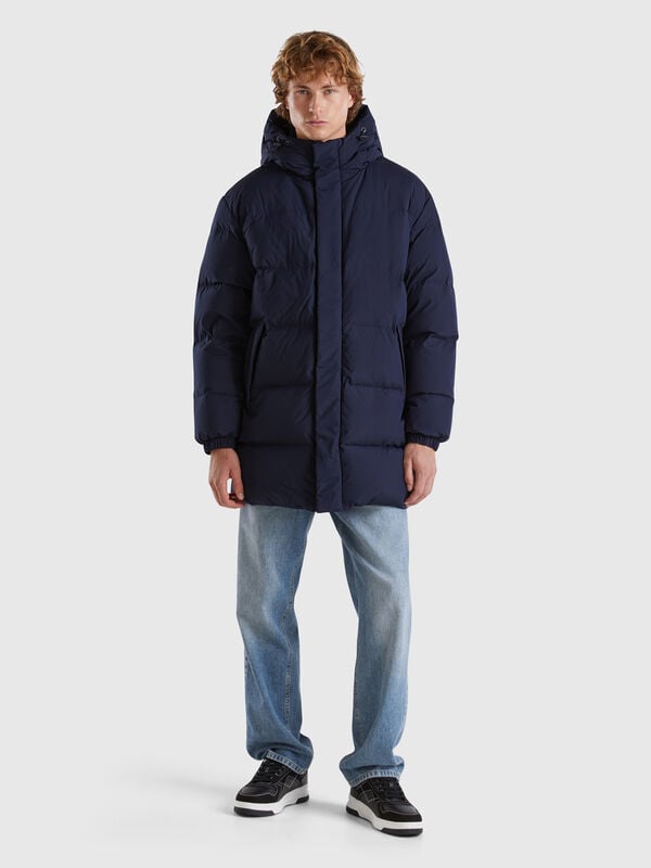 Long puffer jacket with recycled down Men