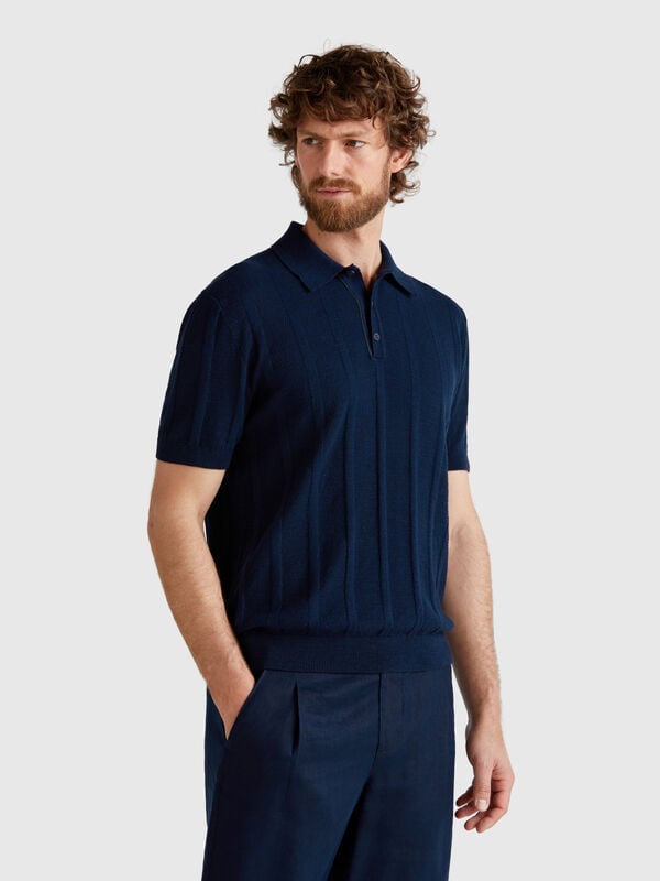 Knit polo in linen blend Men