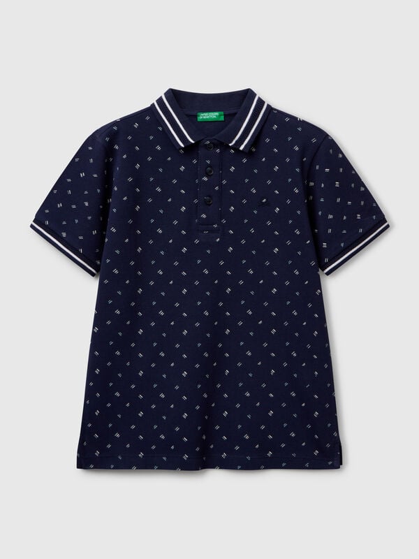 Micro patterned polo shirt in pure cotton Junior Boy