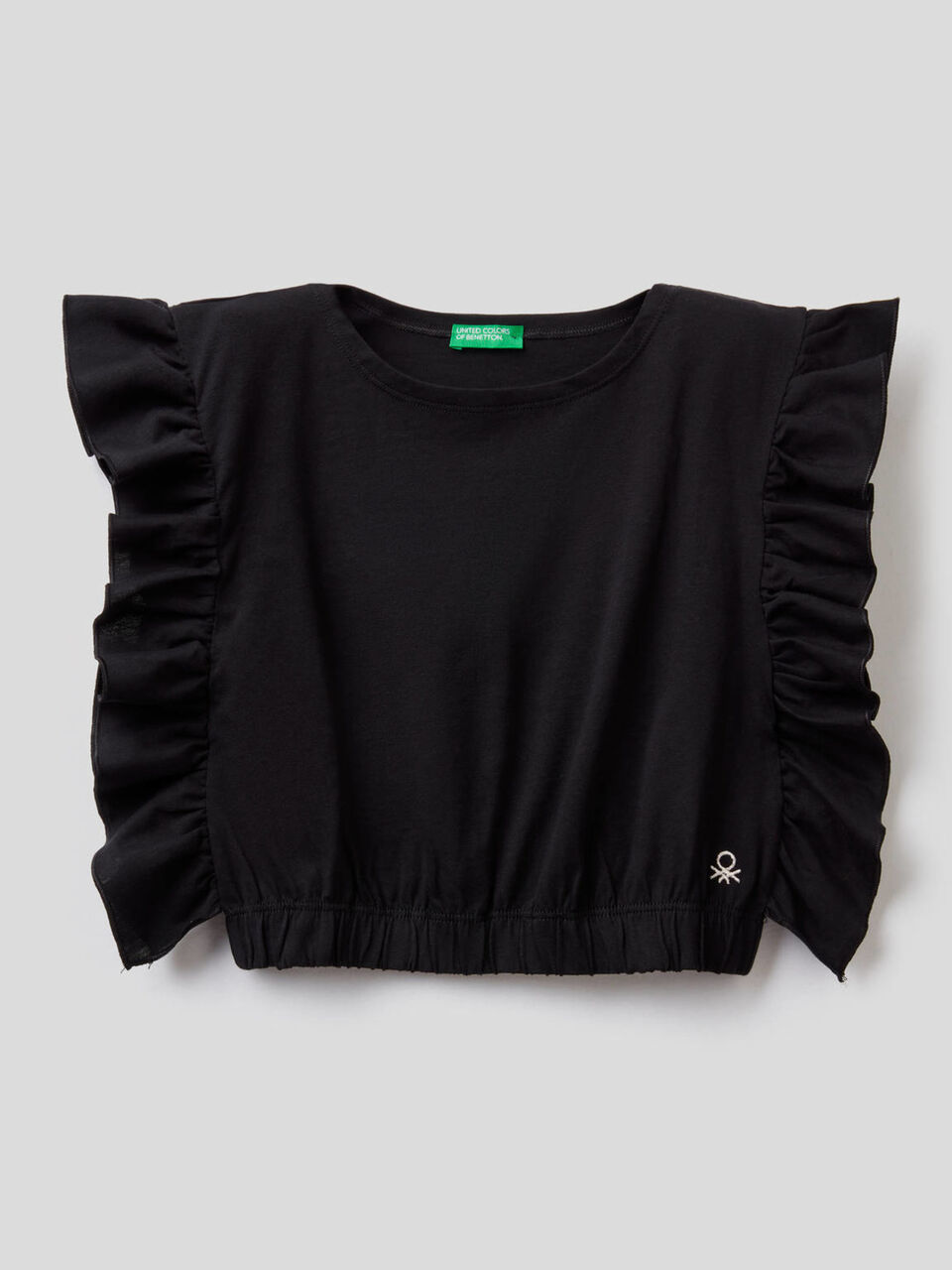 Top in pure cotton with rouches image number 1