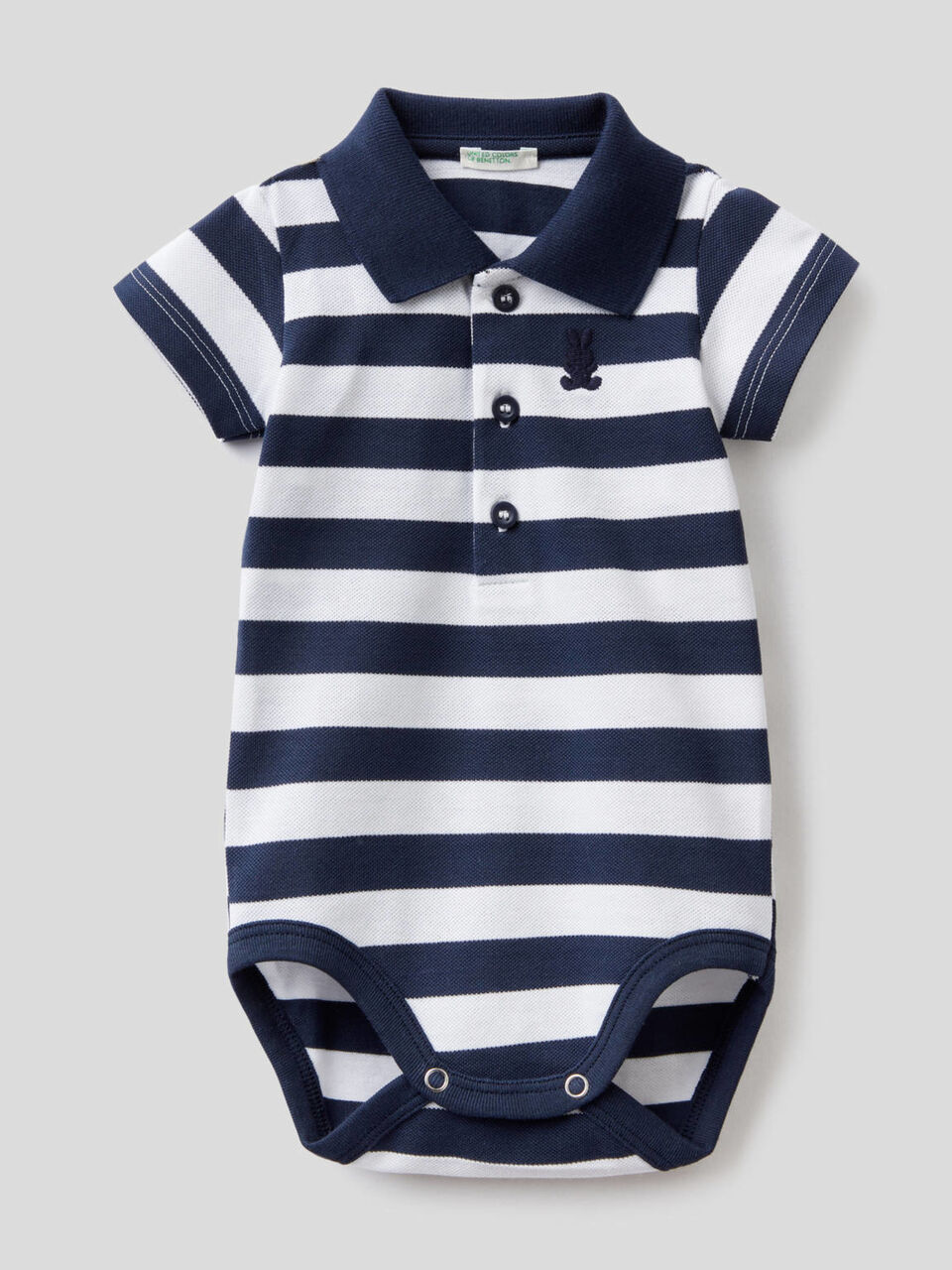 Polo bodysuit in stretch cotton image number 1
