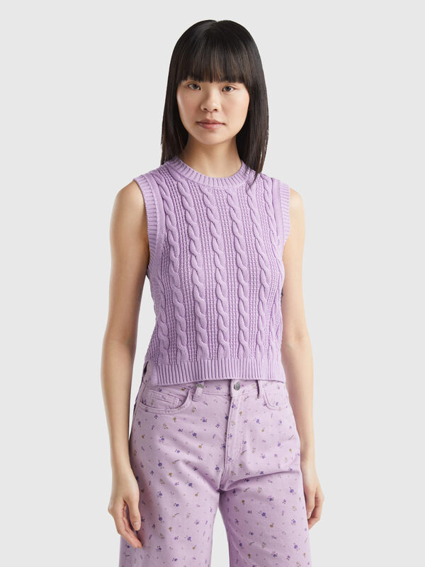 Cropped cable knit vest Women