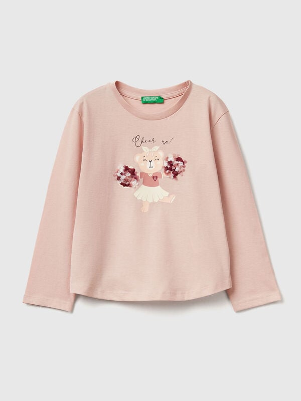 T-shirt with petal effect applique Junior Girl