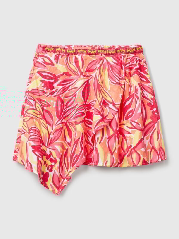 Mini skirt with tropical print Junior Girl