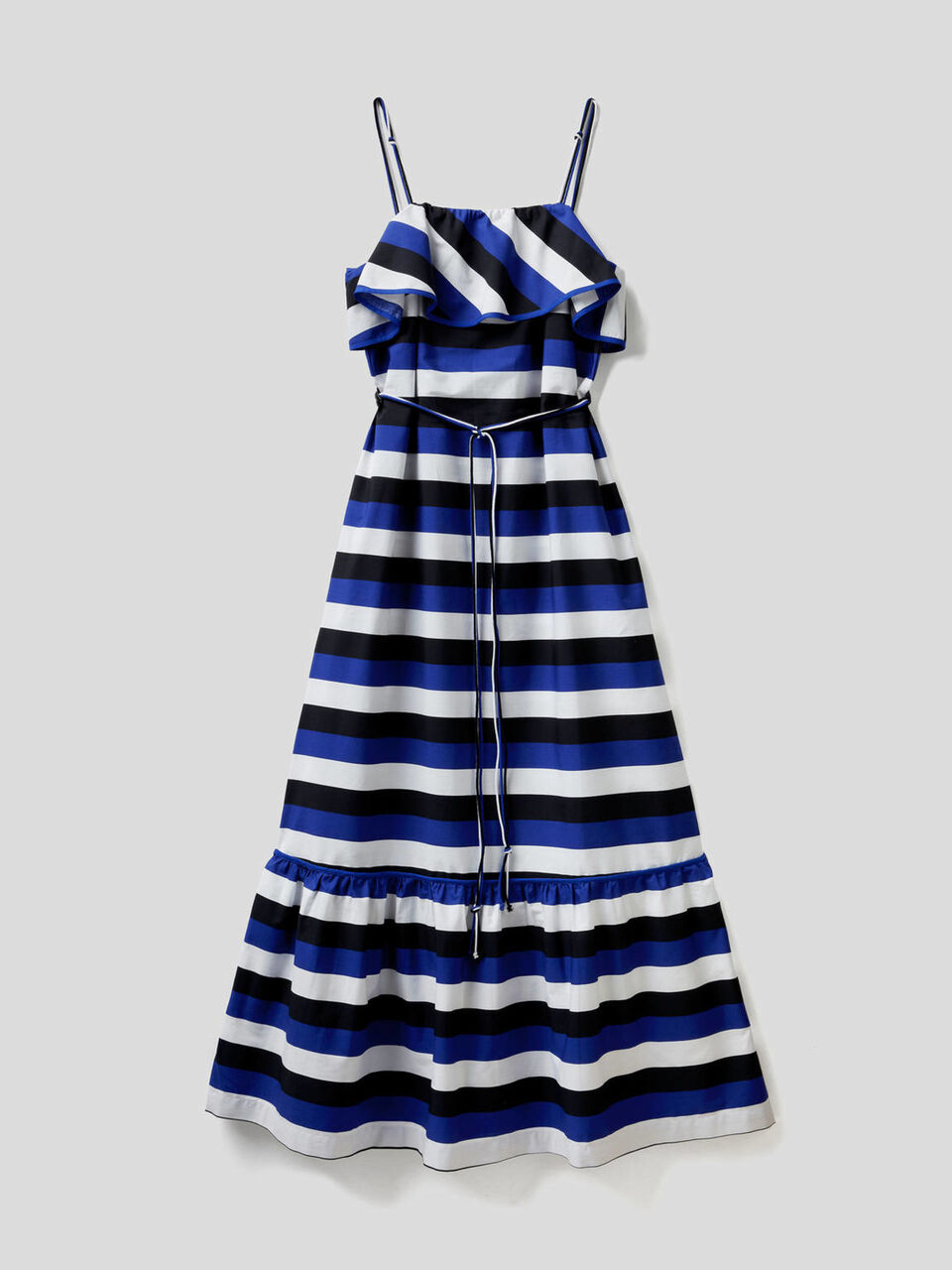 Maxi striped dress with frills image number 1