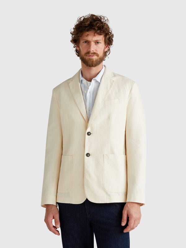 Slim fit blazer in linen blend Men